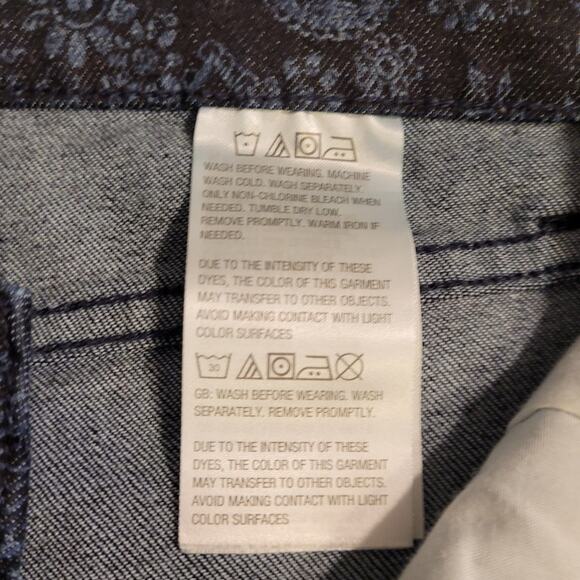 Susan Graver Sz 8 Jacquard Ankle Pants Navy Blue Floral Slim Stretch Career - Picture 11 of 11